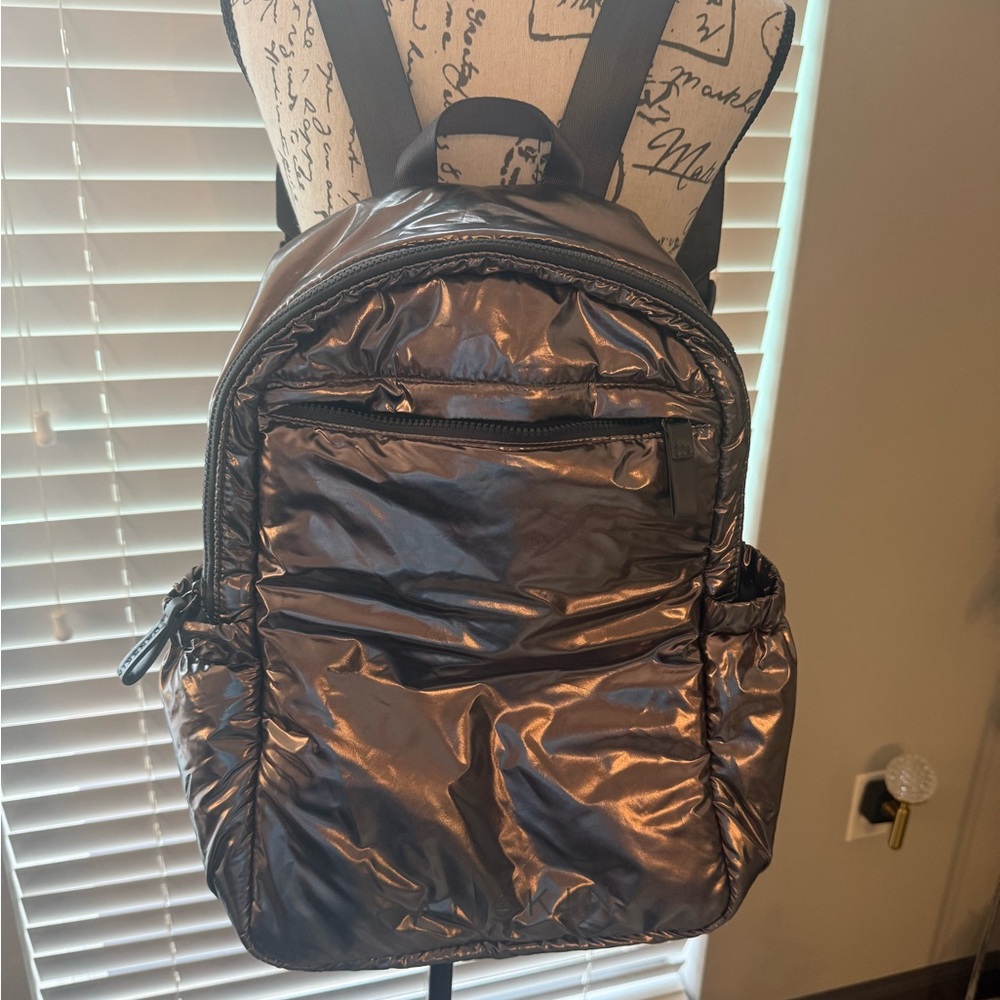 Danskin Shiny Black Puffer Backpack